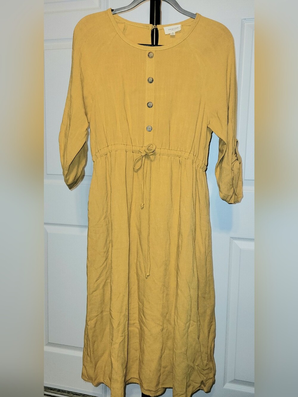 Orange Creek Mustard Yellow Button-Front Midi Dress